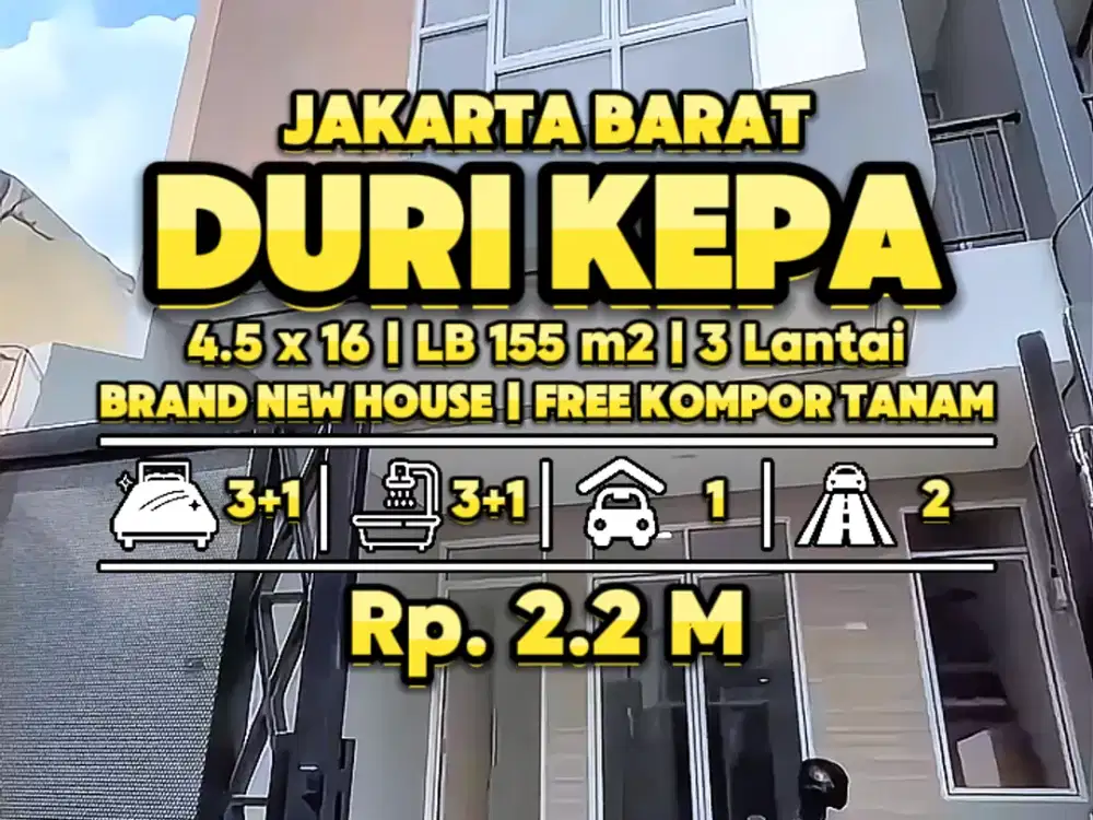 RUMAH BARU 3 LANTAI 10 MENIT KE MALL TAMAN ANGGREK