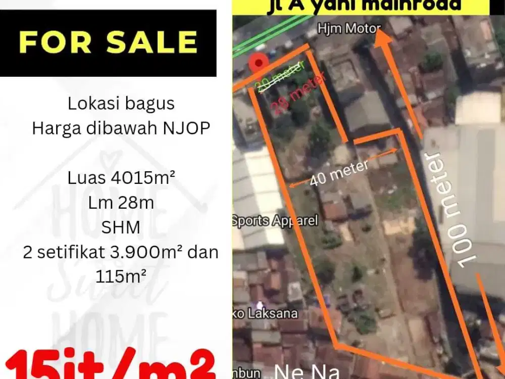 DIJUAL TANAH DI JL A YANI BANDUNG  --NE