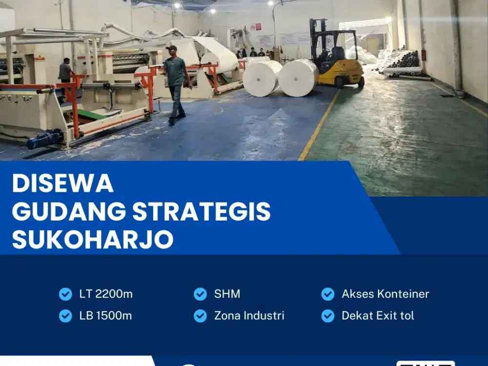 Disewakan Gudang Industri di Grogol,Sukoharjo Luas 2200m2