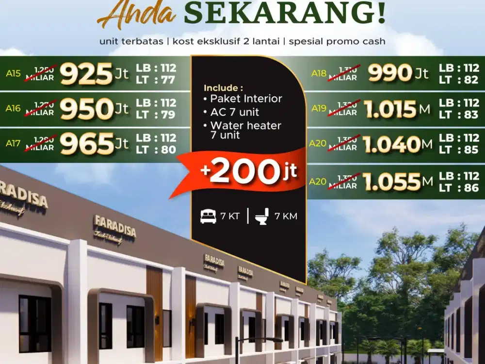 JUAL KOST DEKAT UNDIP TEMBALANG SEMARANG HARGA 900 JT