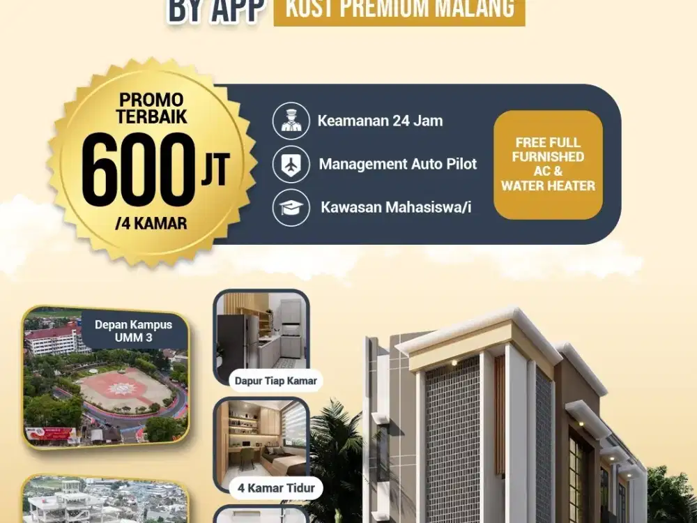 KAMAR KOS PREMIUM HANYA 600 JUTA KOTA MALANG DEPAN KAMPUS MUHAMMADYAH