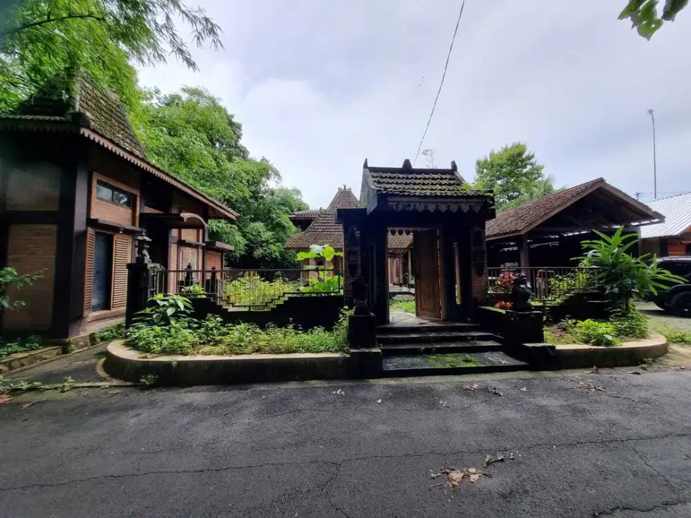 JUAL RUGI RUMAH JOGLO TANAH LUAS SHM DI MINGGIR SLEMAN