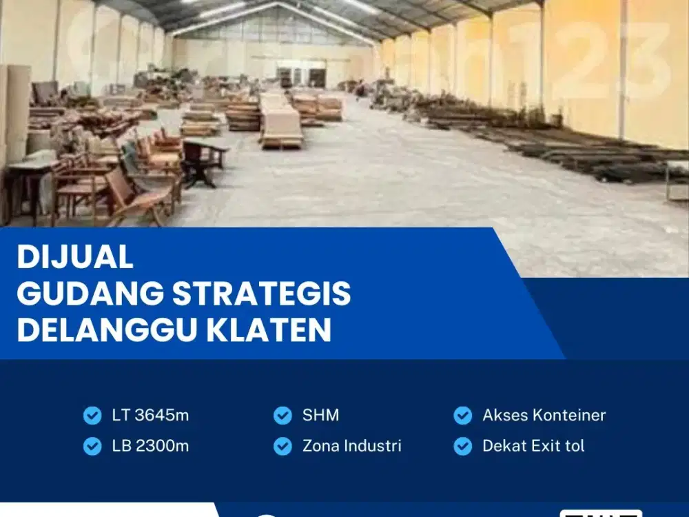 Dijual Gudang Industri,Lokasi Delanggu,Klaten Luas 3645m2 Bu!