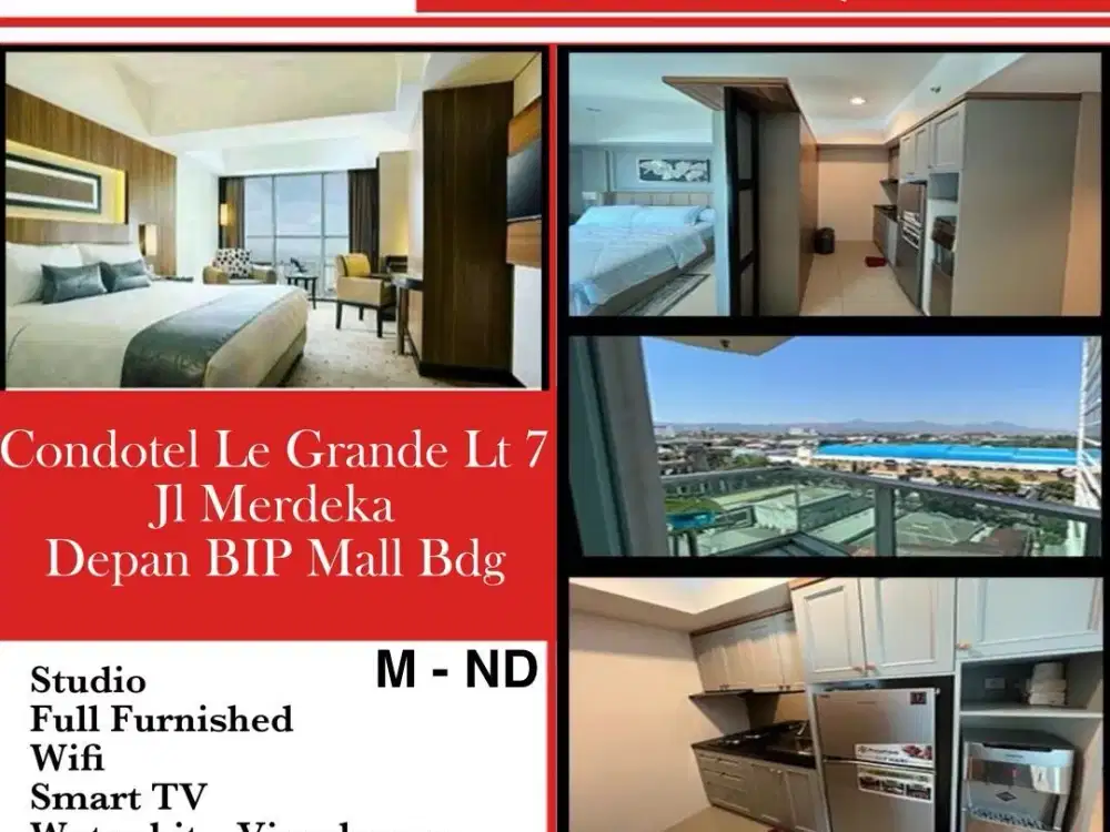 DIJUAL APARTEMEN Condotel Le Grande Lt 7 Jl Merdeka Depan BIP BANDUNG