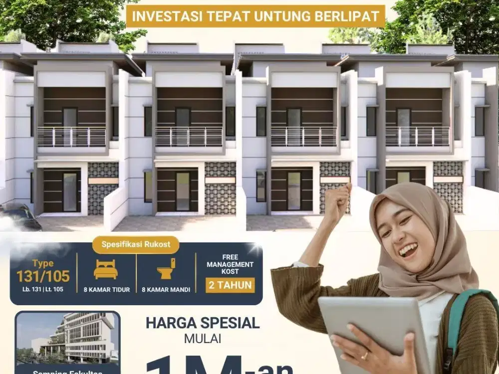 DIJUAL UNIT RUMAH KOS PREMIUM DEPAN KAMPUS UMM DAN DEKAT UNIBRAW