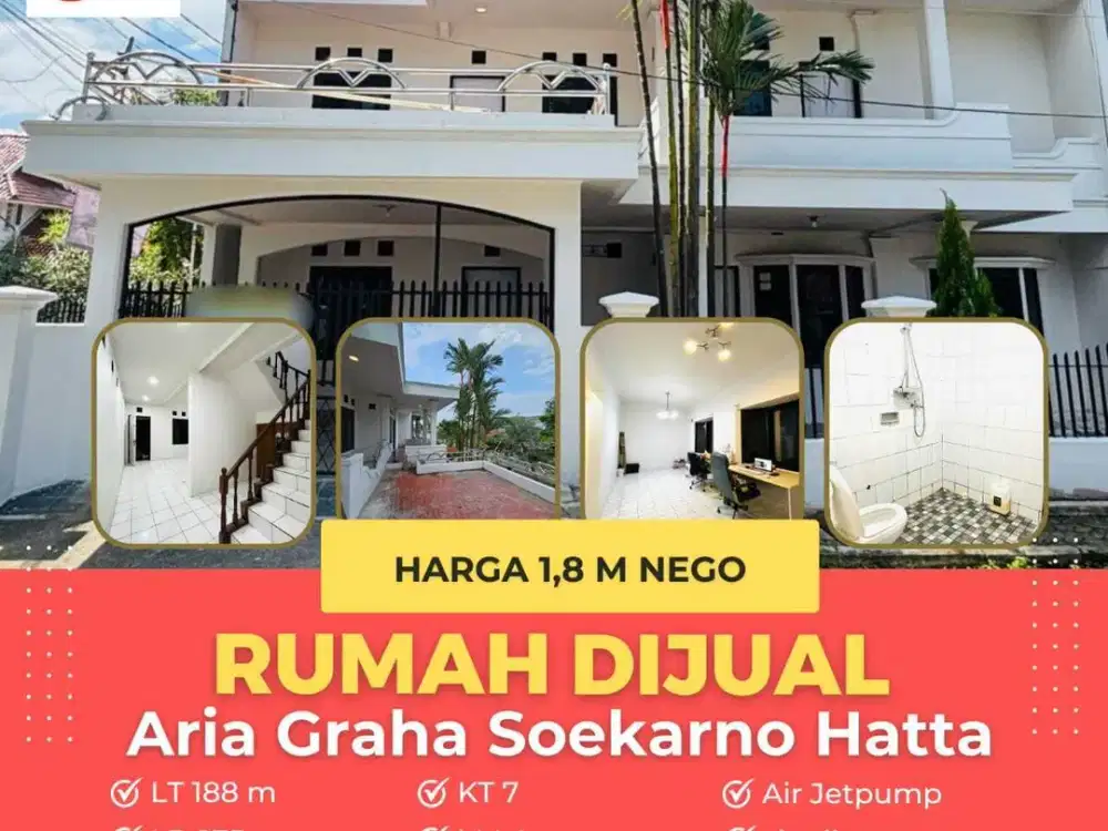 Rumah siap huni lt188/275 hrg1,8m di Arya Graha Soekarno Hatta Bandung