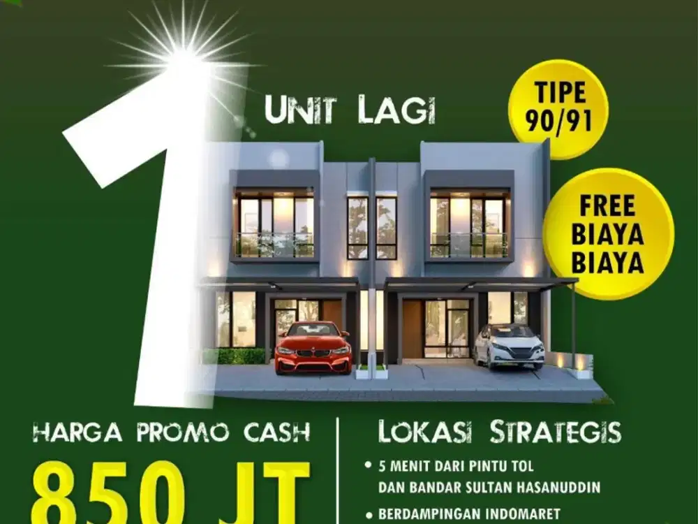 RUMAH SIAP HUNI FREE LEGALITAS DEKAT BANDARA