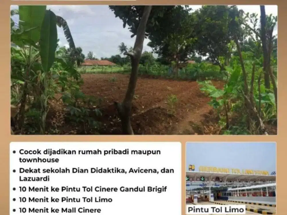 Dijual Tanah Daerah Cinere Estate Bebas Banjir Area Strategis