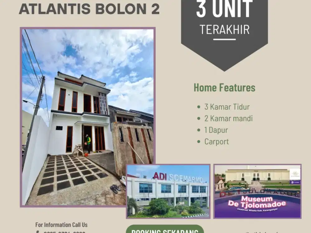 Jual Rumah Colomadu 600 jt-an 2 Lantai bisa KPR SHM Ready