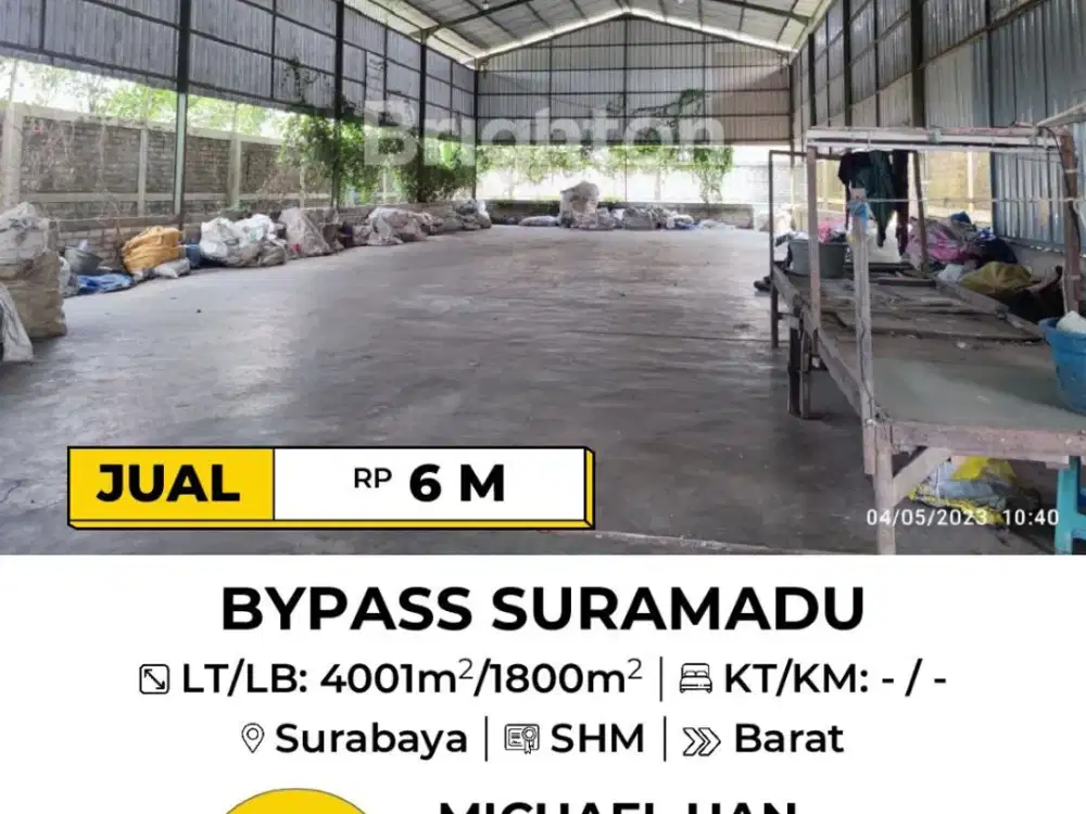 Di jual pabrik ex daur ulang plastik by pass suramadu madura surabaya