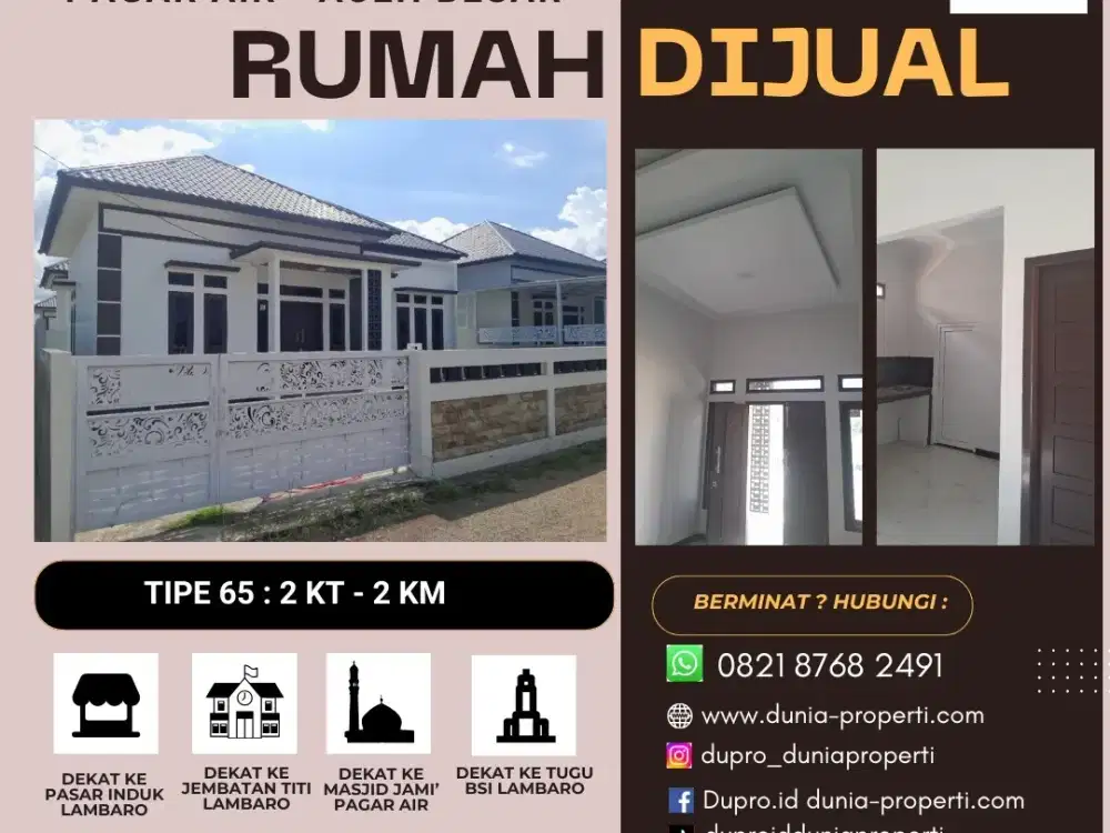 Dijual Rumah Minimalis Lokasi Strategis di Juroeng Penjara pagar air