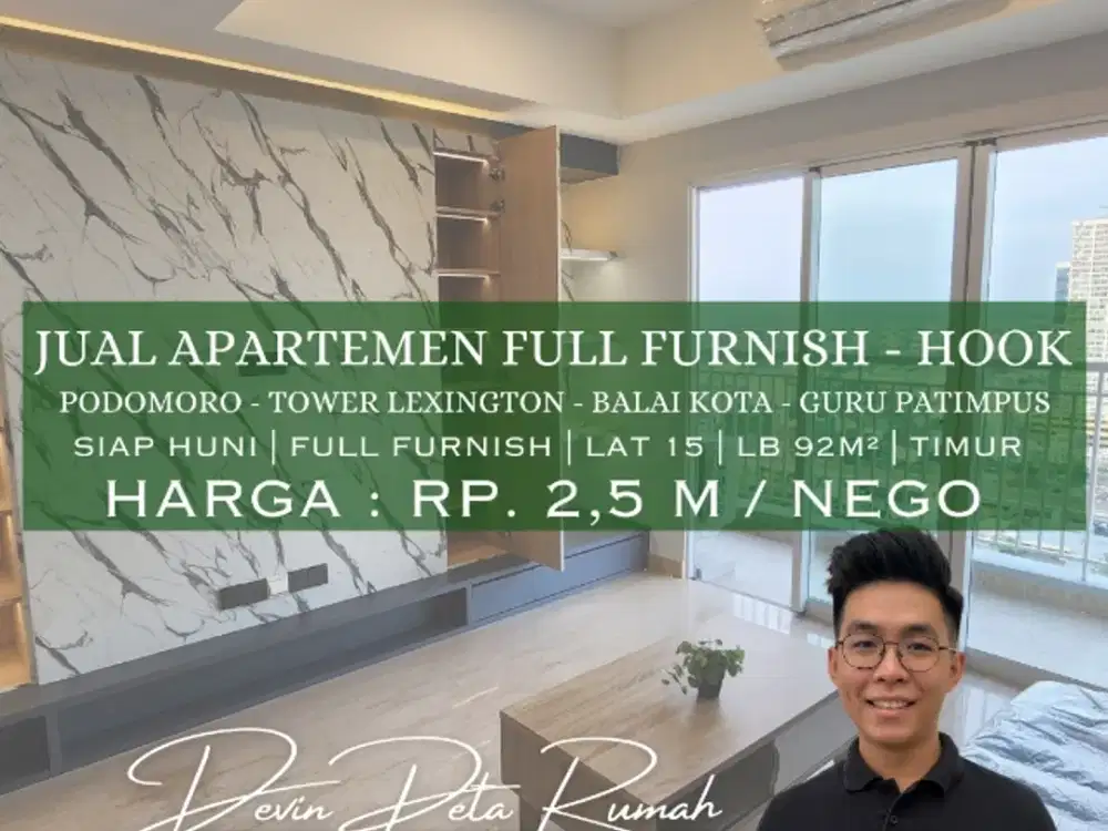 Jual Apartemen Podomoro Full Furnish Posisi Hook