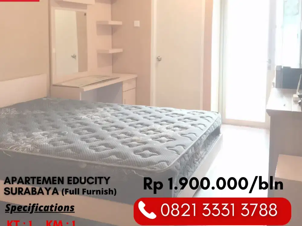 Disewakan 1 JUTAAN Apartemen Full Furnish di Pakuwon Surabaya Timur