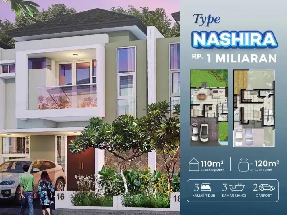 Dijual Townhouse tipe Nashira 110/120. Tersedia tipe lainnya