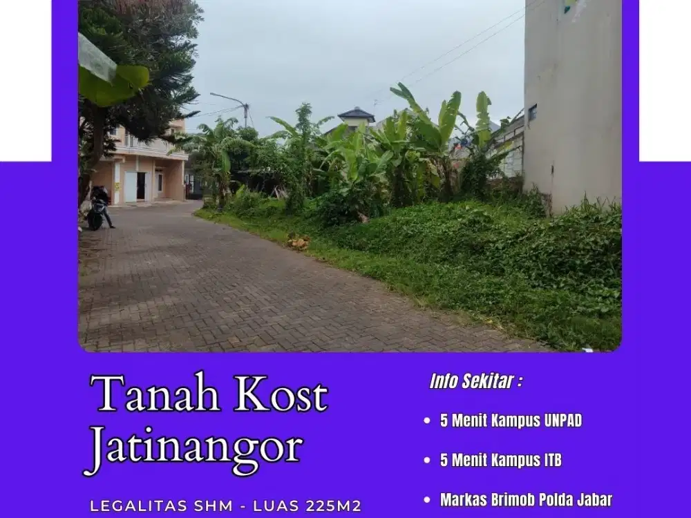 Dijual Tanah Kos Premium Jatinangor Di Apit 4 Kampus Ternama
