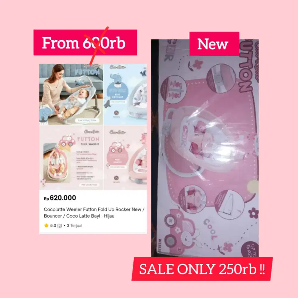 Jual / sale Bouncher cocolatte weeler futton fold up pink