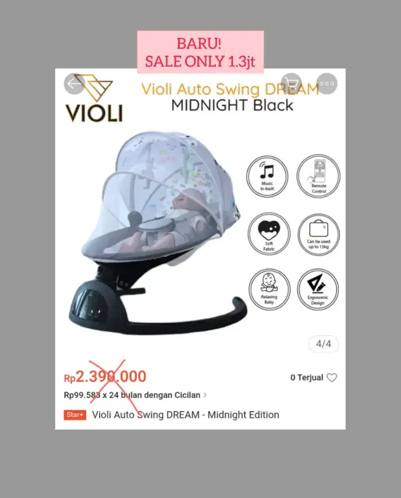 Jual / sale Bouncher Violi auto swing dream