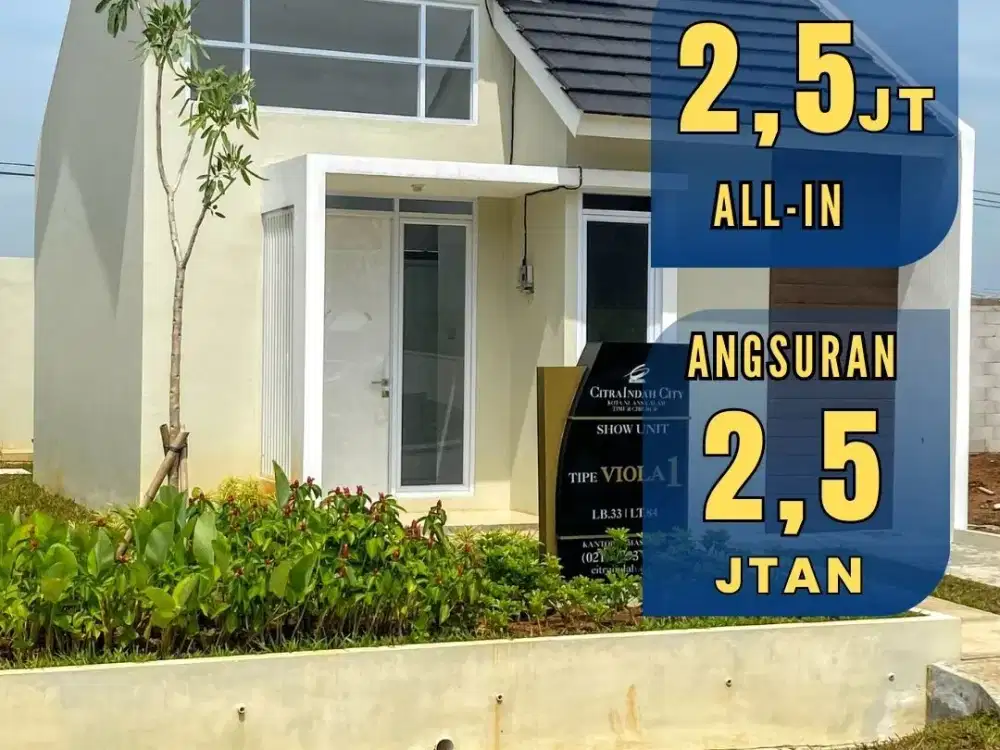 PROMO Rumah DP 0% Viola 1 Citra Indah City Cileungsi Jonggol Bogor