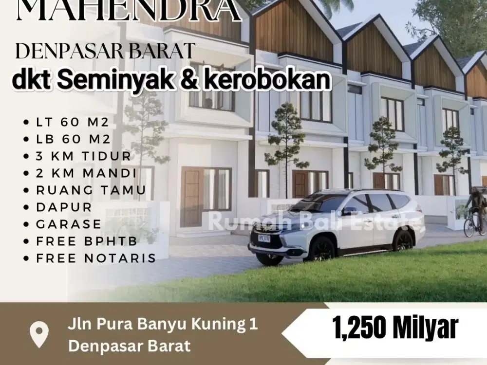Jual Rumah Ready cluster dekat Seminyak kerobokan Denpasar Bali