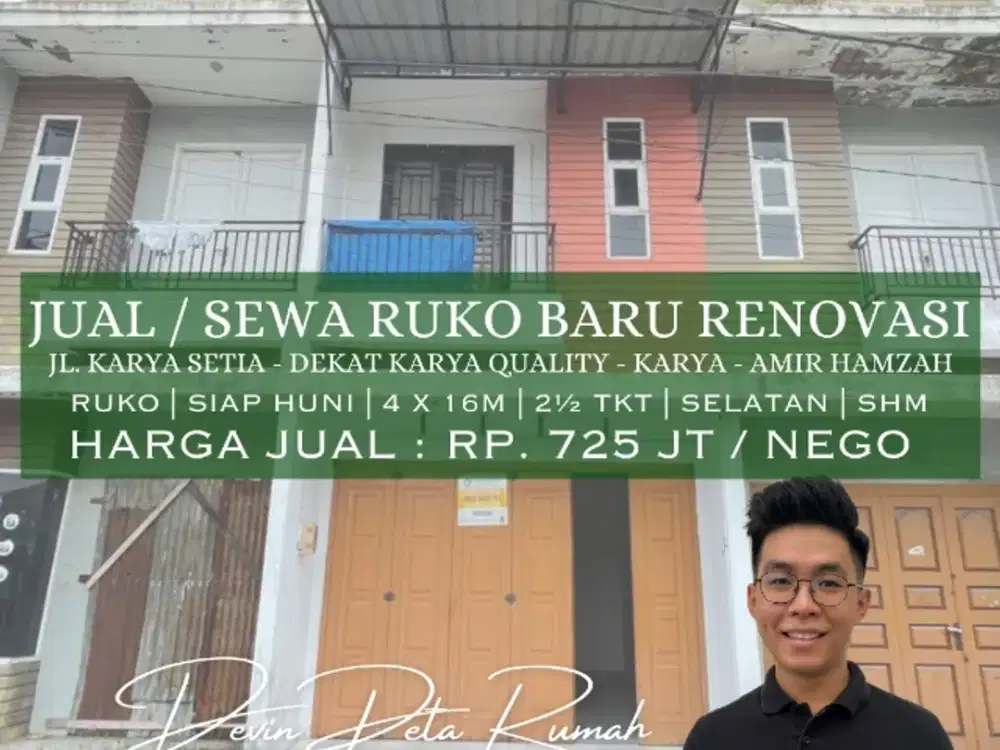 Jual Ruko Baru Renovasi Di Daerah Karya - Amir Hamzah