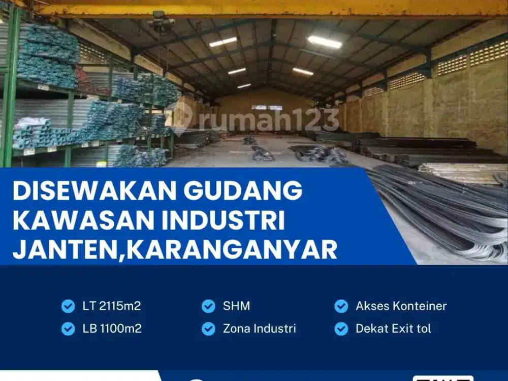 Disewa gudang lokasi jaten luas 2115m BU!