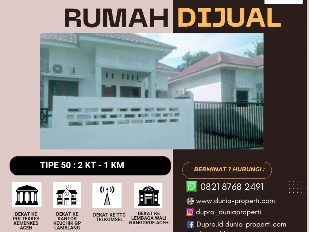Dijual Rumah Siap Huni di Gp. Lamblang Trieng, Kec. Darul Imarah