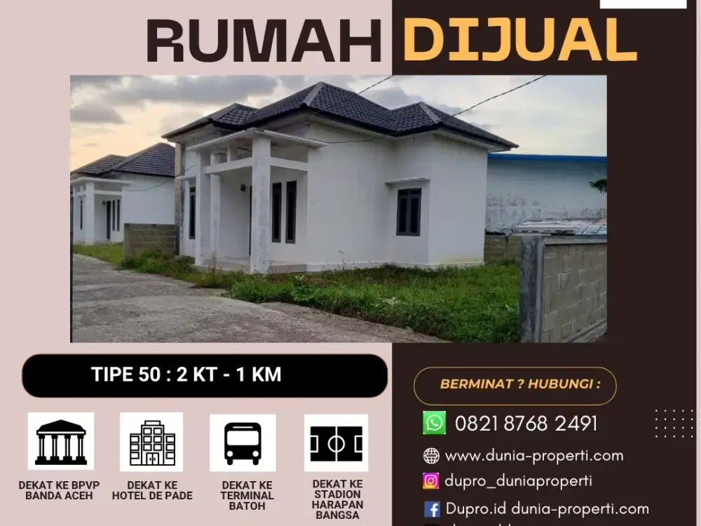 Dijual Rumah Siap Huni, Lokasi Strategis di Lambheu, Kec. Darul Imarah