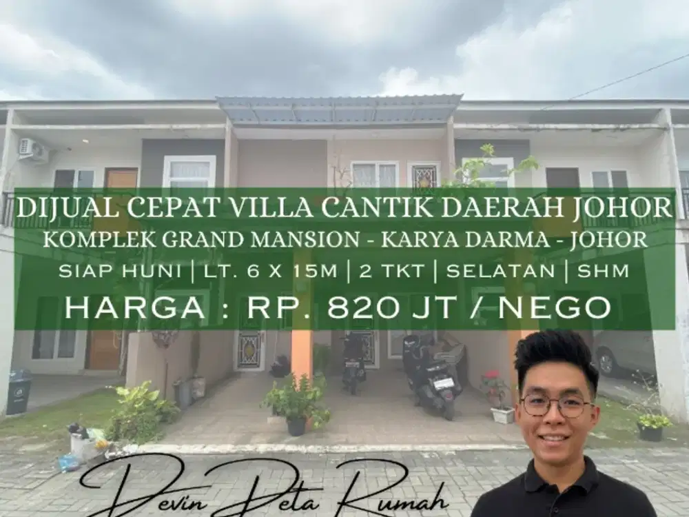 Jual Cepat Rumah Tipe Villa Siap Huni Cantik Daerah Johor