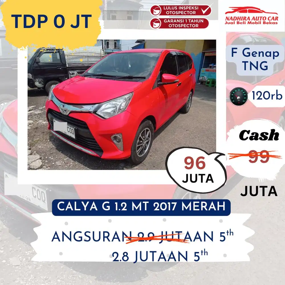 Promo TDP 0 Rupiah Calya G 1.2 MT 2017 Merah