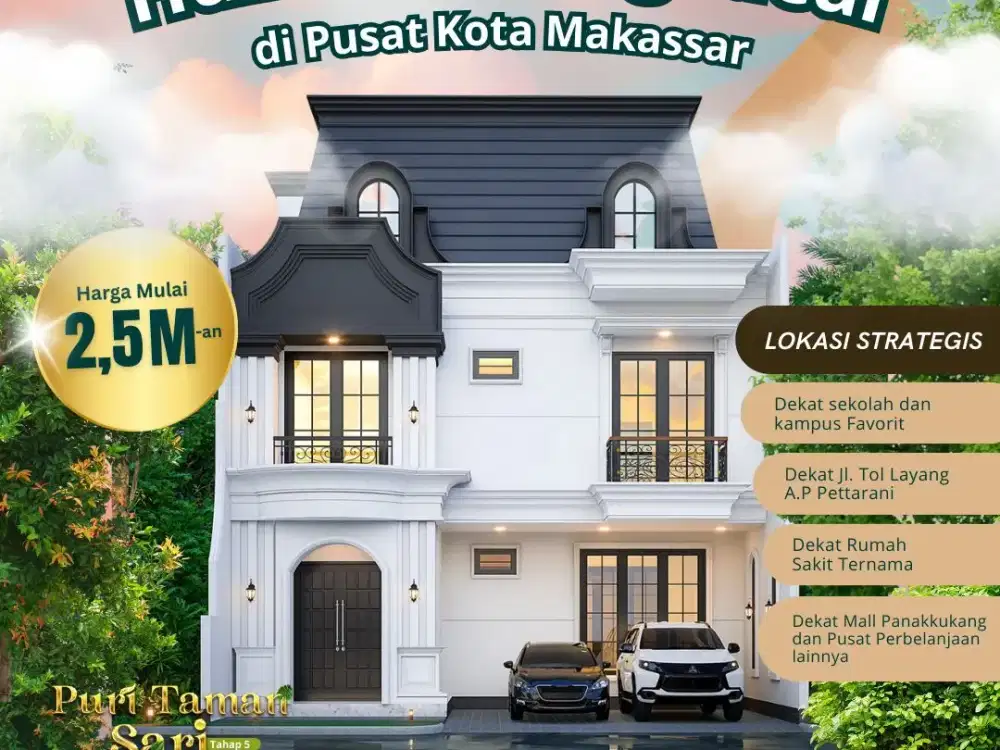 HUNIAN 3 LANTAI UNTUK KELUARGA TERCINTA LOKASI PUSAT KOTA MAKASSAR