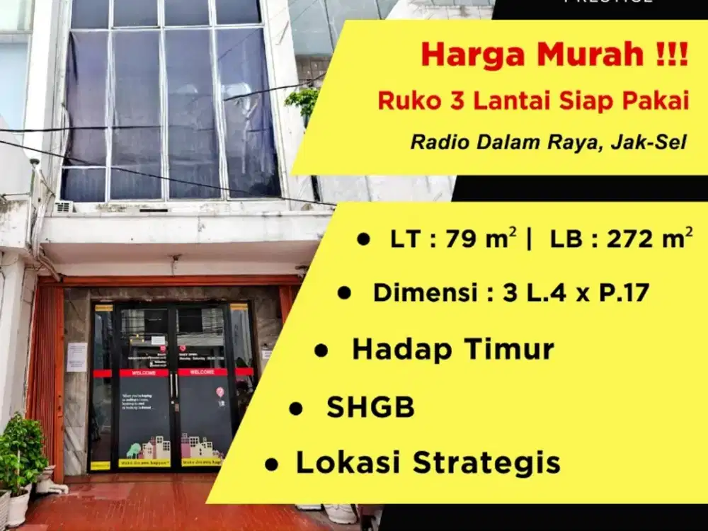 DIJUAL RUKO SIAP PAKAI DI RADIO DALAM JAK SEL