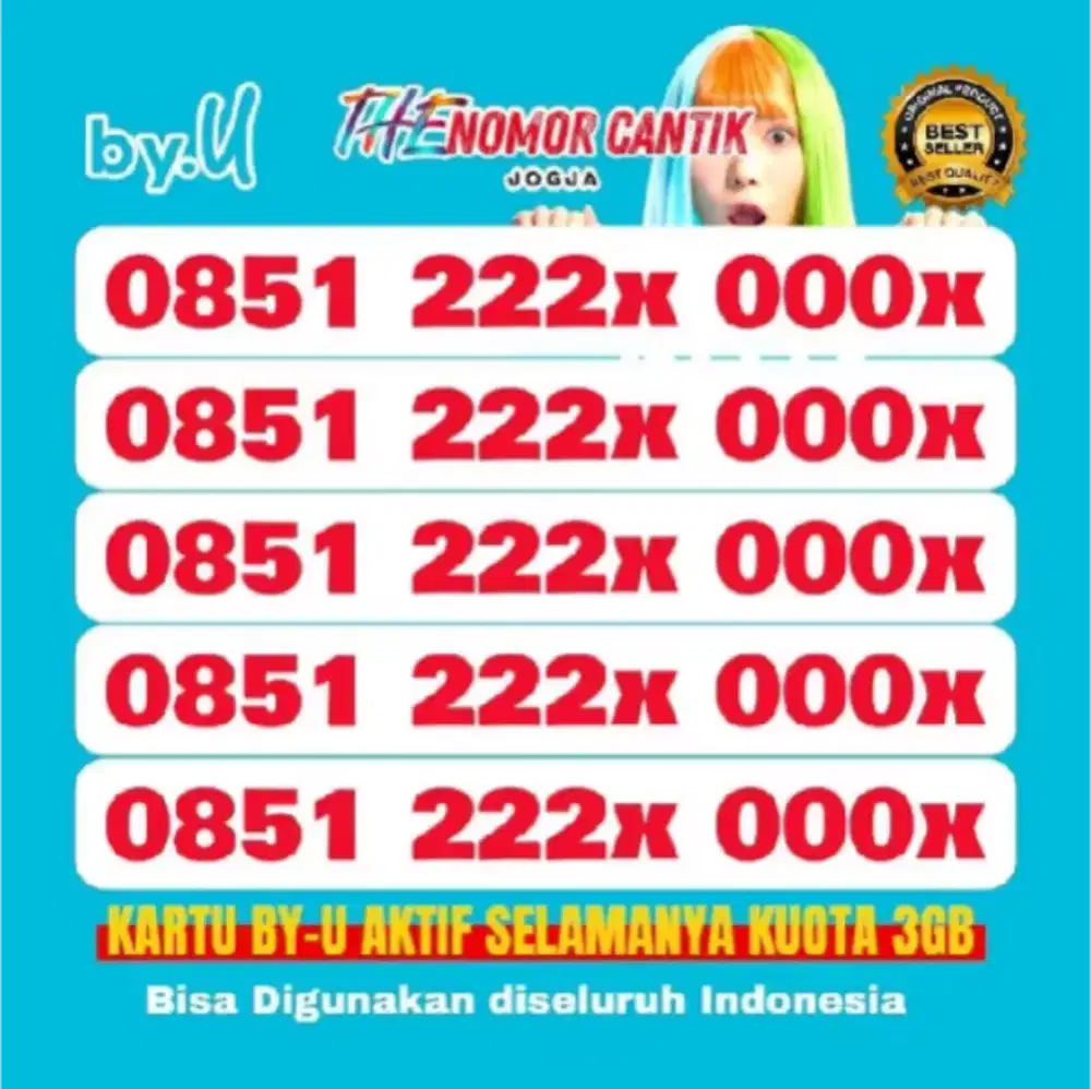 Cek Kartu Perdana Cantik By-U 4G/5G/LTE Nomor Aktif Selamanya | Kuot
