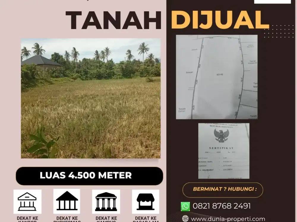 Gampong Lamtrieng - Dijual Tanah Luas 4.500 m Lokasi Asri dan nyaman
