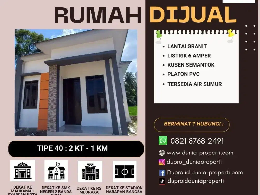 Rumah Siap Huni Murah Tipe 40 diTingkeum Dekat Lampeuneurut Aceh Besar