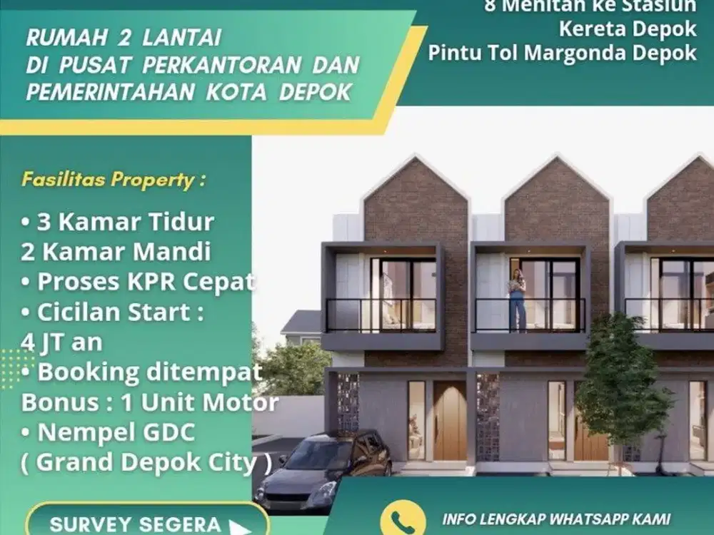 Hunian 2 lantai lokasi strategis dekat Stasiun Depok