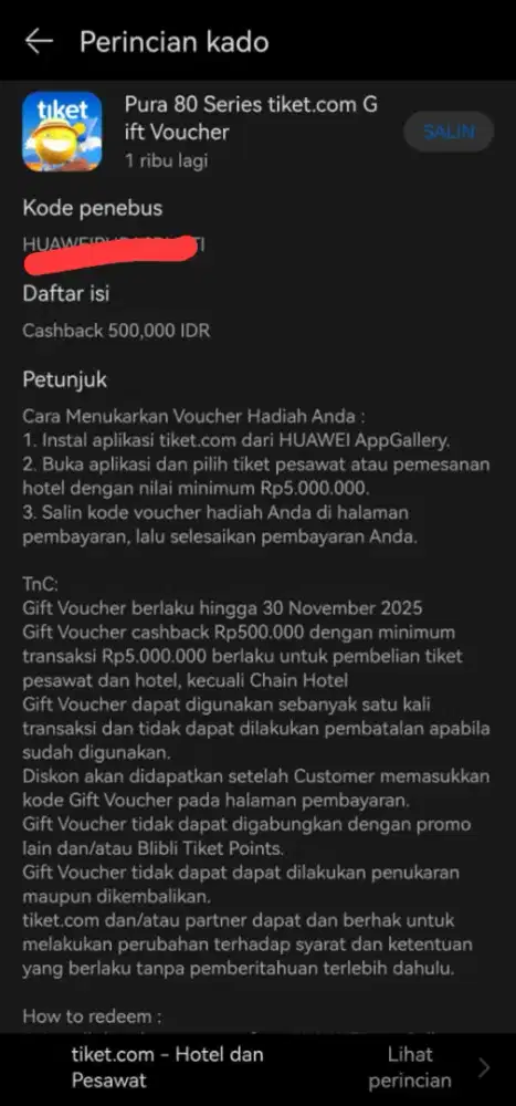 Jual voucer tiket. Com senilai 500 ribu dengan harga 250 ribu aja