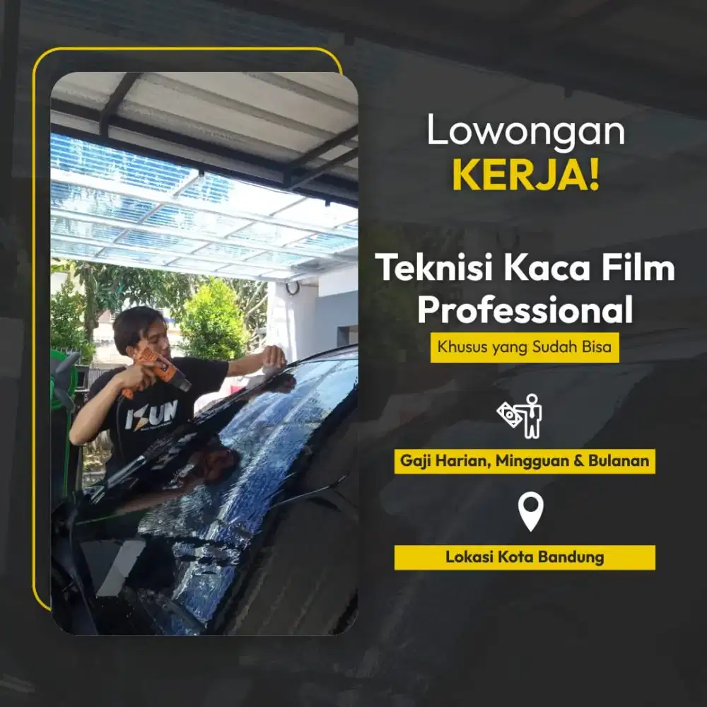 Lowongan kerja teknisi kaca film mobil dan gedung