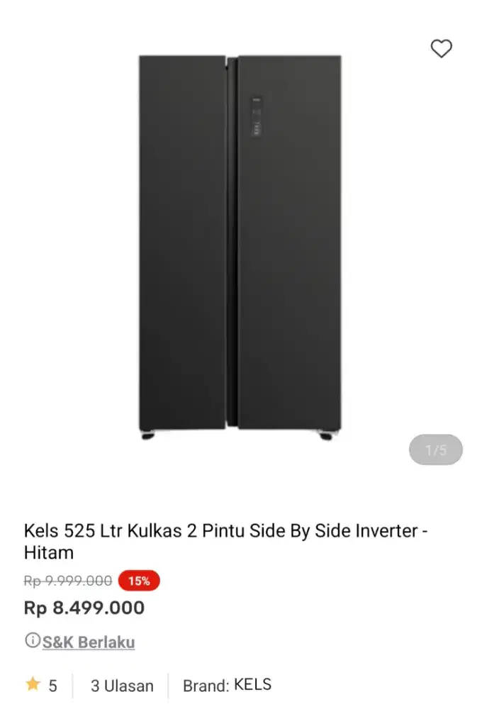 [CICILAN TANPA DP] KULKAS KELS 2 PINTU - 525 Ltr