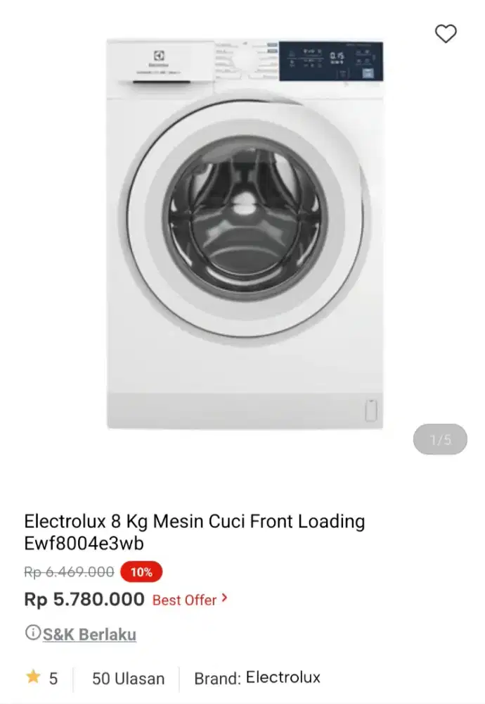 [CICILAN TANPA DP] MESIN CUCI ELECTROLUX - 8 Kg