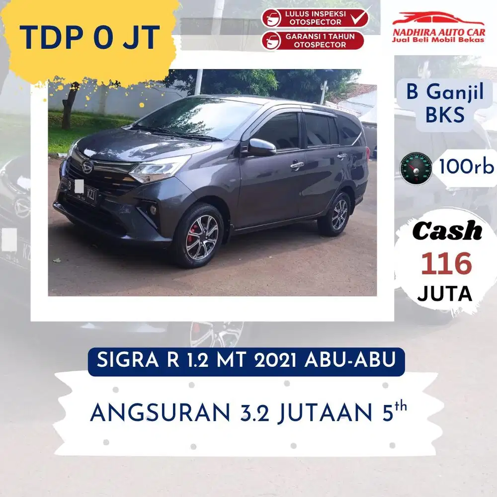 Promo TDP 0 Rupiah Sigra R 1.2 MT 2021 Abu