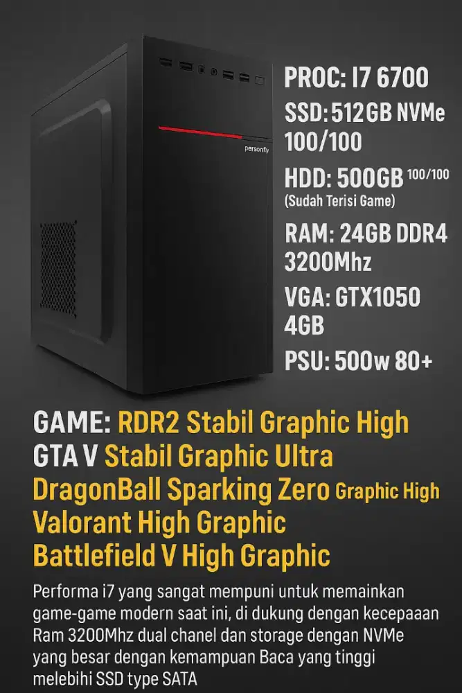 PC RAKITAN MURAH SEMI GAMING INTEL CORE i7