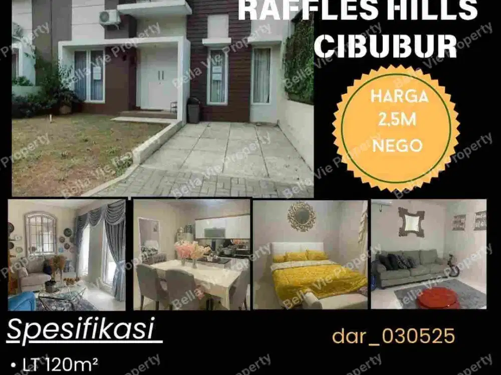 Jual Rumah Cantik Siap Huni Cluster Favorite 2,5 M Nego. Raffles Hills Cibubur.