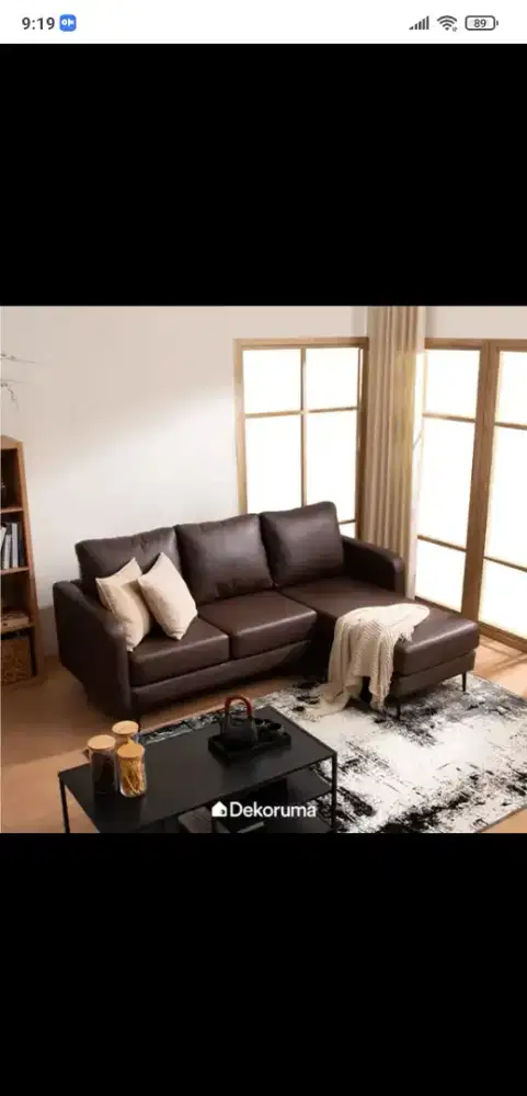 Heim Studio TAKA Sofa L Kiri Kulit - Cokelat Tua