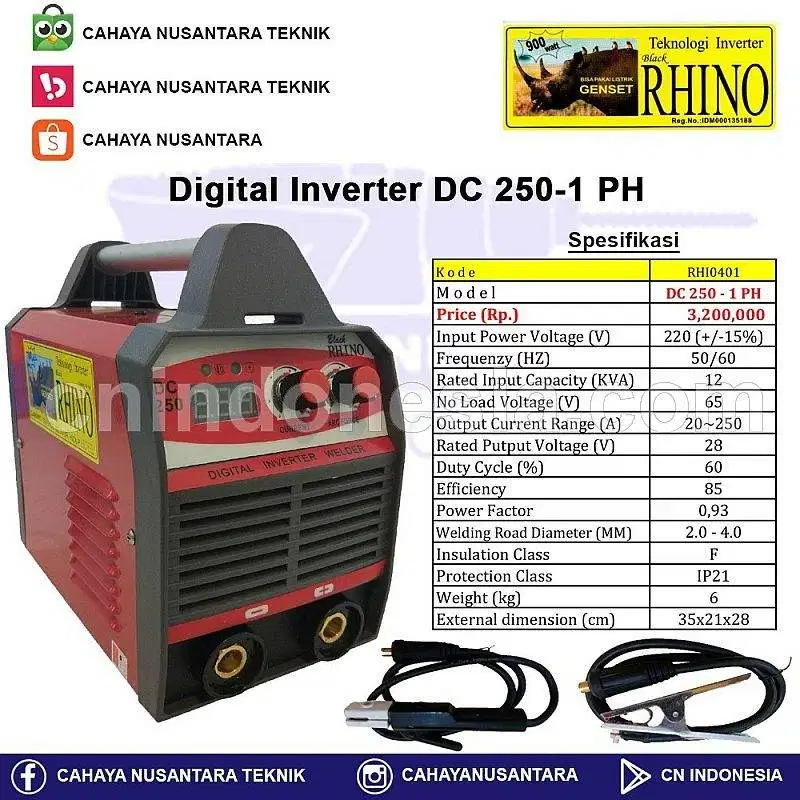 Mesin Travo Las Digital Inverter DC250 1phase RHINO