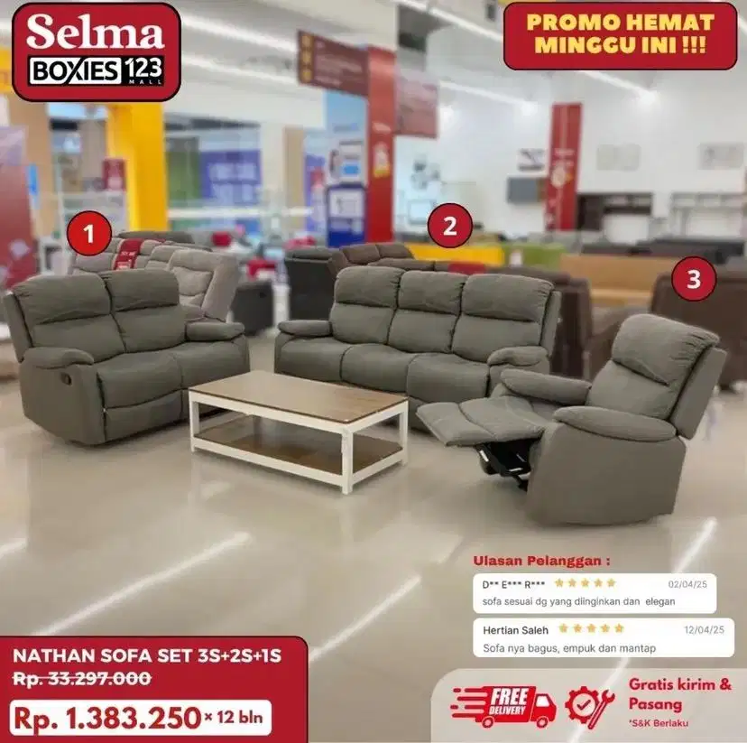 Sofa set selonjoran selma promo