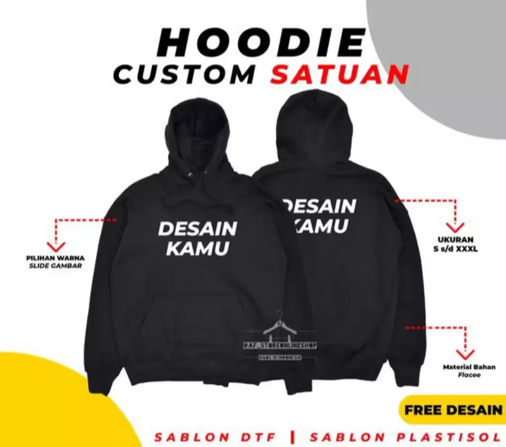 HOODIE JAKET CUSTOM DESIGN SATUAN DAN LUSINAN