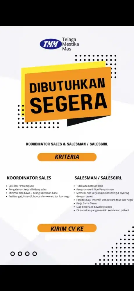 Lowongan kerja seles marketing motor