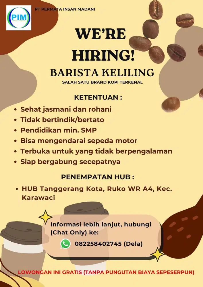 LOWONGAN KERJA BARISTA KELILING KOPI JANJIW