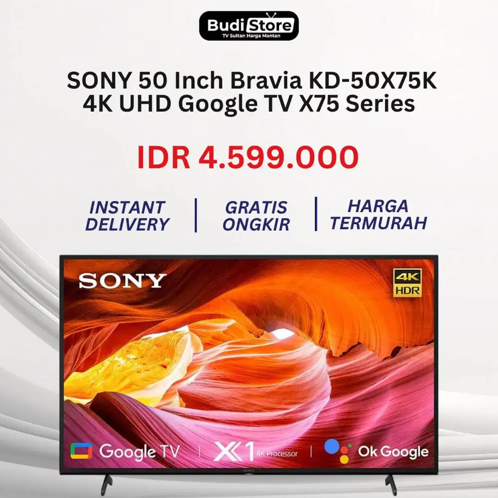 SONY 50 Inch Bravia KD-50X75K 4K UHD Google TV X75 Series