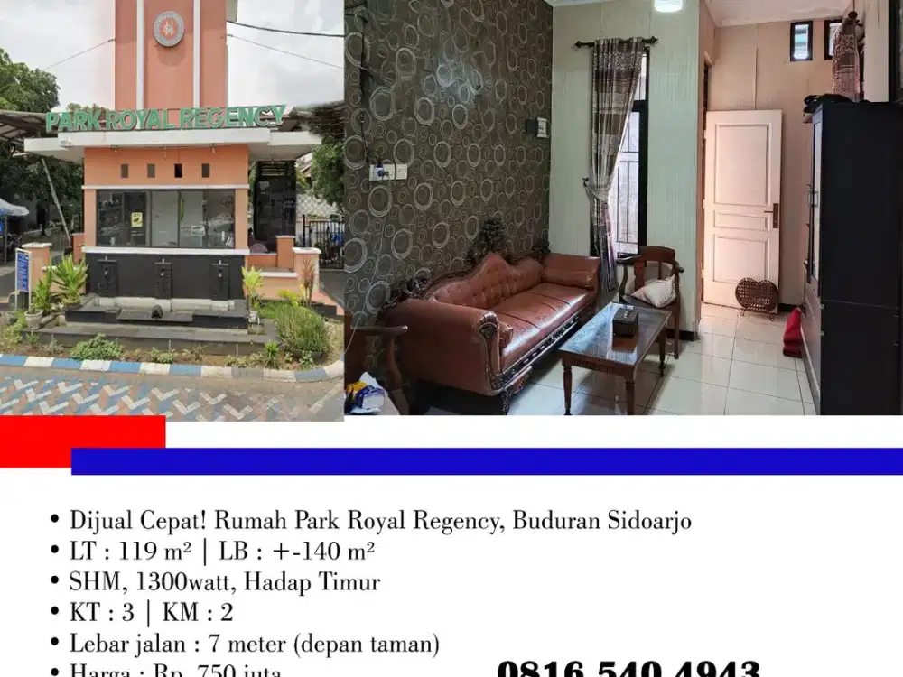 Dijual Cepat! Rumah Park Royal Regency, Buduran Sidoarjo
